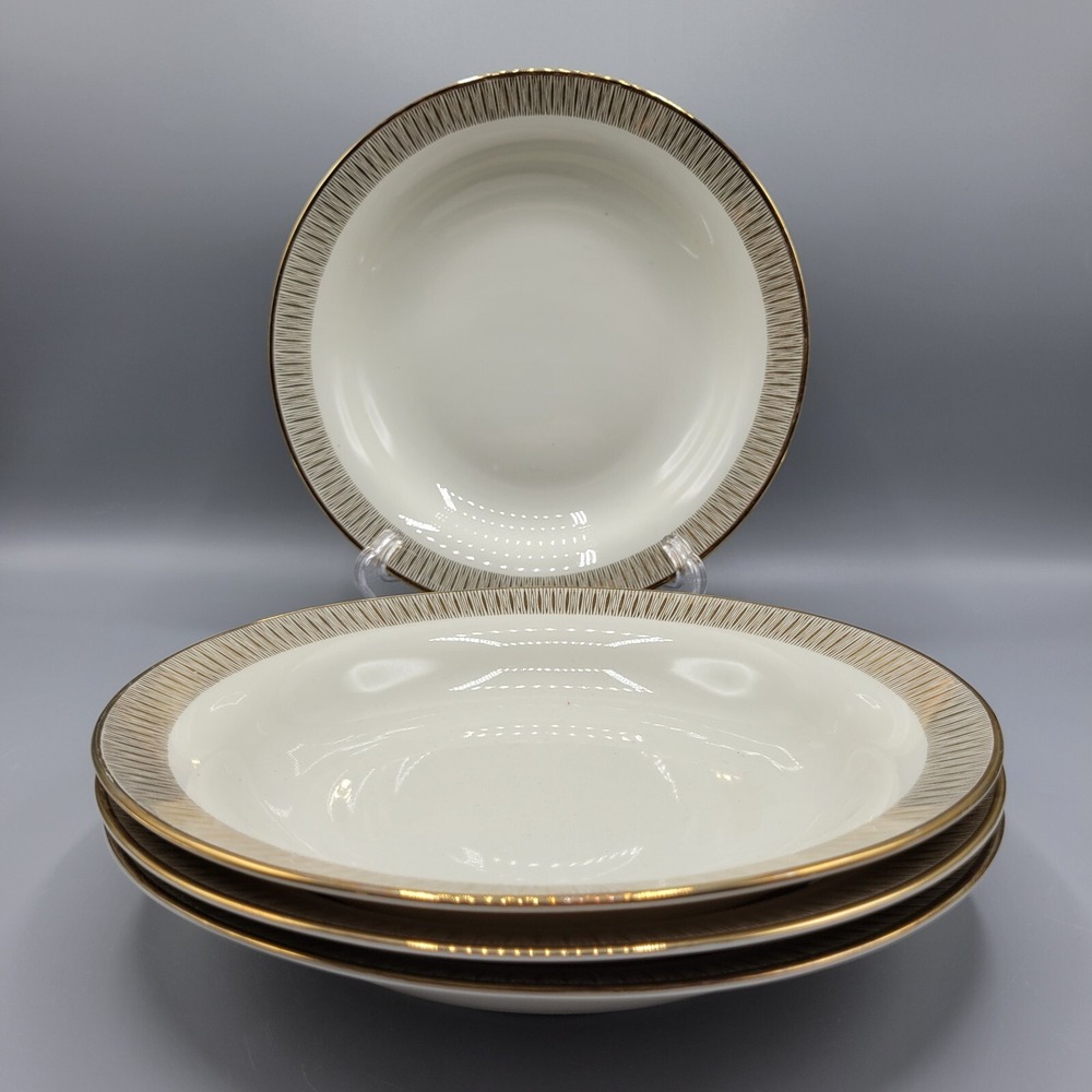 Vintage Set of 4 Bowls Winterling Marktleuthen Bavaria Gold Wide Rim Porcelain